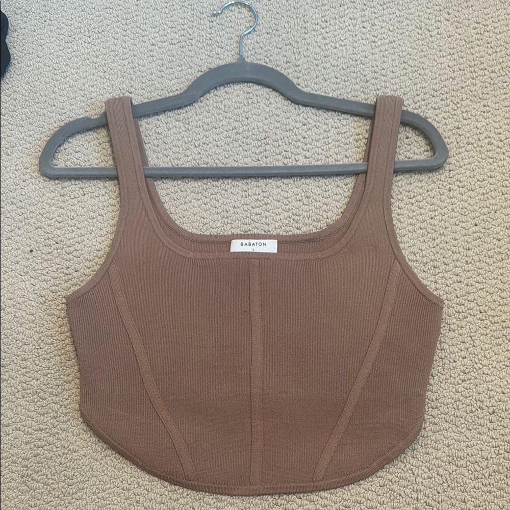 Aritzia Tan Ribbed Tank Top